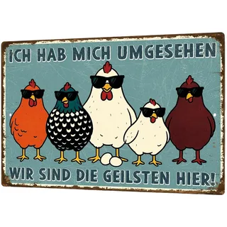 Lustige Metallschilder 20x30cm – "Wir sind die coolsten Hühner" Wanddeko,Lustige Coop Metallschilder Vintage, Deko Hühner für Küche Bauernhof Landhaus, Geschenke Aluminiumplatten Hühnerstall