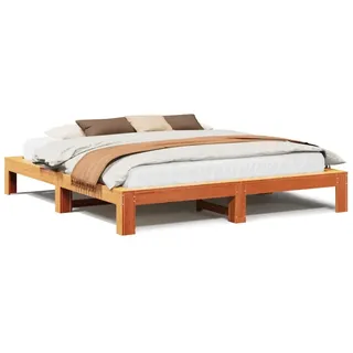 vidaXL Massivholzbett ohne Matratze Wachsbraun 200x200 Kiefernholz - Braun