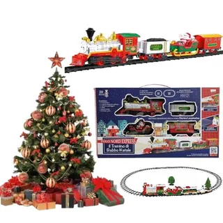 Kleinen Zug Über Weihnachtsmann Mit Binär für Baum Licht Und Sound Lokomotive