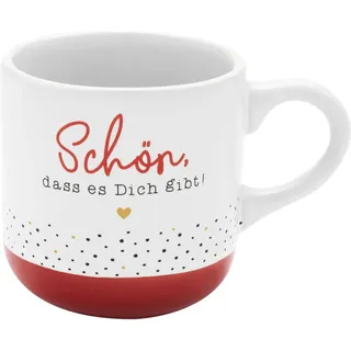 GRUSS & CO Espressotasse Motiv "Schön" | Tasse aus Steinzeug, 10 cl, mit Geschenk-Banderole, rot | Geschenk Freunde, Geburtstag | 73939