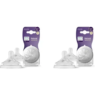 Philips Avent Natural Response Sauger & Avent Natural Response Sauger – 2x Sauger für Babyflaschen mit Durchflussstärke 4, für Babys ab 3 Monaten, BPA-frei (Modell SCY964/02)