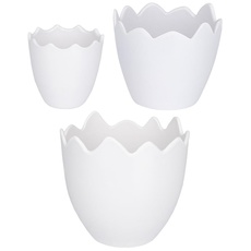 Ideen mit Herz Deko-Eierschalen | Tisch-Dekoration | Nest | Oster-Ei zum Aufstellen | Eier-Becher | befüllbar | 3 Größen | 6-9,5 cm hoch (Weiß)