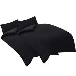Aisbo Tospass Mikrofaser Blumen Schwarz 135 x 200 cm + 40 x 80 cm/80 x 80 cm
