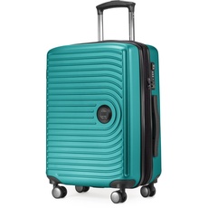 Bild Mitte Kofferset - Handgepäckskoffer 55 cm, mittelgroßer Koffer 68 cm + großer Reisekoffer 77 cm, Hartschale ABS, TSA, Türkis