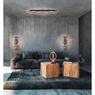 EGLO Boyal 3 flg. rechteckig Holz, Kunststoff, Metall
