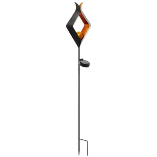 EGLO Solar Gartenfackel Z_Solar, Gartenlampe mit Erdspieß, Solarlampe für außen, Outdoor LED Lampe Garten, Metall in Braun und Glas in Orange, warmweiß