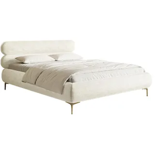 Selsey Bett Polsterbett Doppelbett 160 x 200 cm Mit Holzlattenrost Goldene Beine Schlafbett Chenille Creme Roule