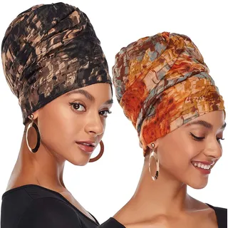 DRESHOW Haarwickel für Schwarze Damen,Jersey Schal Turban Langes Haar Kopfwickel Schal Kopftuch Weiche Stirnband Schals Gap
