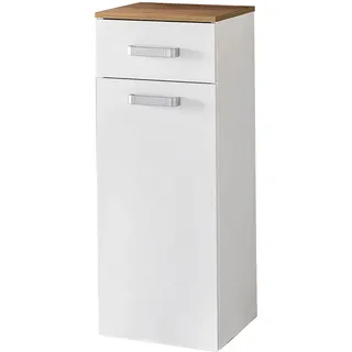 Unterschrank SCHILDMEYER "Malina", weiß (kreideweiß, eiche landhaus), B:32,7cm H:88,4cm T:35,3cm, Holzwerkstoff, Schränke, Unterschrank