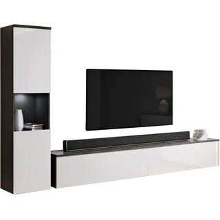 INOSIGN Wohnwand »PARIS, (Set 3-St) matera anthrazit/weiß Hochglanz