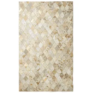 Homescapes PATCHWORK-TEPPICH Fellteppich 90 x 150 cm Beige/Gold/Grau
