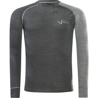 Black Crevice Herren Langarmshirt aus Merino Wolle in M - Anthracite/Grey I Funktionsshirt atmungsaktiv I Funktionsunterwäsche I Base Layer I Long Sleeve I Skiunterwäsche