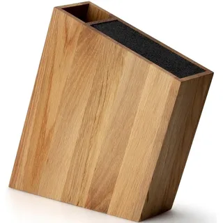 Continenta Messerblock mit flexiblem Einsatz und Utensilienbehälter schräg, Eiche, 31x8x