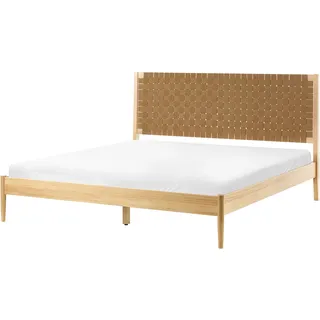 Beliani Bett mit Lattenrost 180/200 cm Hellbraun Brunemont - Holz , 180x200 cm , Schlafzimmer, Betten