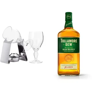 Spring Irish Coffee Set | inkl. 2 Irish Coffee Gläsern | Rechaud aus Edelstahl mit Brenner | Cocktail Zubehör | Eiskaffee Gläser groß & Tullamore DEW Original Blended Irish Whiskey, 70cl
