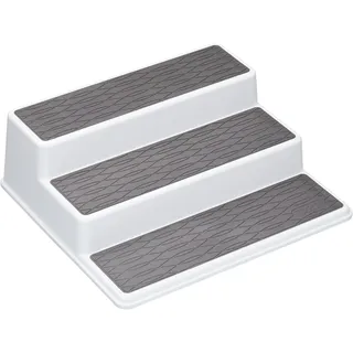Copco Basics 3-stufiges Gewürzregal für den Innenschrank, rutschfestes Küchenregal, 26 x 23 x 8,5cm, weiß/grau