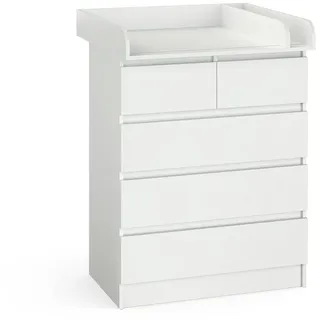 Vicco Wickelkommode Emma Weiß 80 x 110.2 cm mit 5 Schubladen , Holzwerkstoff , Rechteckig , 80x110.2x76 cm , Babymöbel & Kindermöbel, Babyzimmer, Wickelkommoden & Zubehör, Wickelkommoden