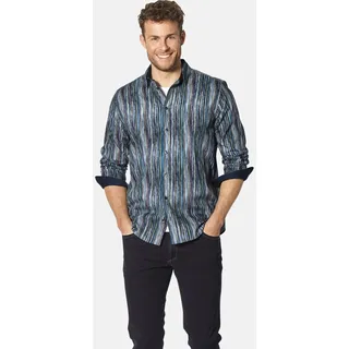 Langarmhemd BABISTA "Hemd URSILESTI", Herren, Gr. L, weit, blau (petrol gemustert), Obermaterial: 100% Baumwolle CO., Hemden Langarmhemd