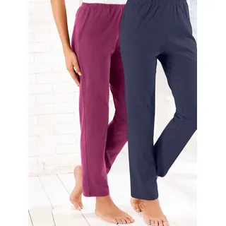 Homewearpants, Damen, Gr. 50, Normalgrößen, bunt (beere, marine), 100% Baumwolle, Doppelpack-Farbe grau-meliert:15% Viskose, 85% Baumwolle, unifarben, lang, Hosen Homewearpants