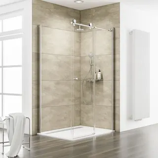 Schulte MasterClass Eckdusche mit Schiebetür links 120 x 90 cm silber Klarglas D648360641500