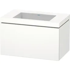 Duravit L-Cube Möbelwaschtisch c-bonded mit Unterbau wandhängend, 80x48 cm, 1 Auszug, ohne Überlauf, ohne Hahnloch, Farbe: Tessiner Kirschbaum