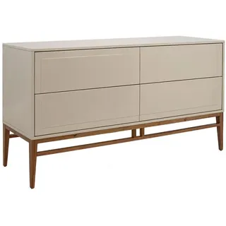 Angel Cerda Sideboard Anrichte in Beige und Nussbaumholz 160/45/80 cm , Walnussfarben, Grau , Holz, Holz , 160x80x45 cm , Kleinmöbel, Kommoden, Sideboards