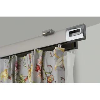 GARESA Vorhangstange FLAT 2-läufig Ø 20 mm 140 cm Silber/Grau