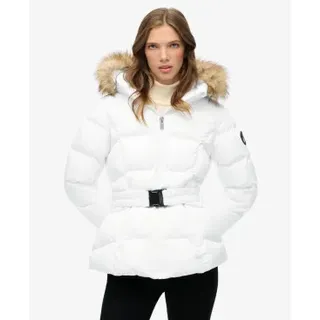 Superdry für Damen. W5011928A Fuji Belted Pufferjacke weiß (M), Lässig, Polyester