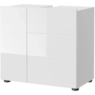 Inn.Furn Waschbeckenunterschrank weiß Hochglanz 60 cm, Bad Unterschrank 2-türig , Weiß Hochglanz , Kunststoff , Nachbildung , Uni , 1 Fächer , Rechteckig , 60x56x34 cm , FSC Mix , Badezimmer, Badmöbel, Waschbeckenunterschränke