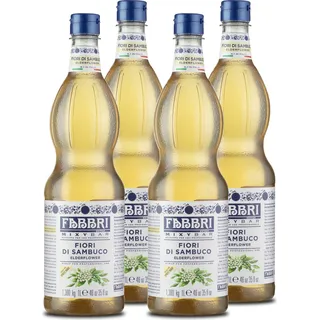 Food-United MIXYBAR-HOLUNDERBLÜTE-FABBRI Sirup 4x1L PET-Flasche - sciroppo di fiori di sambuco Italien - ohne Aroma- Farb- & Konservierungsmittel geeignet für Cocktails mit und ohne Alkohol & Schorlen - oder auch für Limonade Eistee Mocktails, GVO-Frei