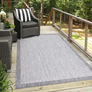 Carpet City Teppich »Outdoor 470«, rechteckig, 5 mm Höhe, UV-beständig, Flachgewebe, auch in quadratischer Form erhältlich, grau