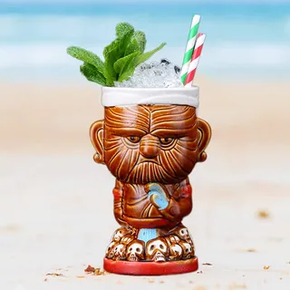 Tiki Becher -Tiki Mugs,Tiki-Gläser für Cocktails,Hawaii Tiki Cup,Keramik Cocktailbecher,Hawaii Cocktailgläser,Cocktail-Getränkebecher,niedliche,exotische Cocktailgläser,Und Party-Deko (Stil 4)