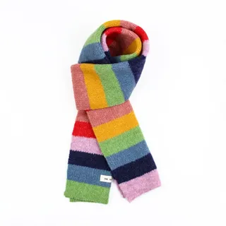 QDMHA Regenbogen Wollschal 150x20 cm, dünner Strickschal aus Wolle für Frauen, gestreifter Winterschal, modisches Accessoire für kalte Tage (Regenbogen, 150 * 20CM)