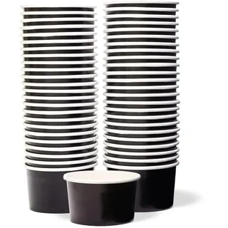Papier-Eisbecher - 50 Stück 156 ml Einweg-Dessertschalen für heiße oder kalte Speisen, 156 ml Partyzubehör Leckerlibecher für Eisbecher, Frozen Joghurt, Suppe, schwarz
