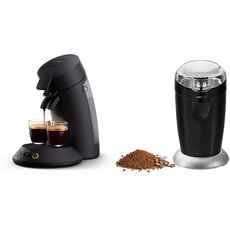 Philips Senseo Original Plus Kaffeepadmaschine & Clatronic® elektrische Kaffeemühle, Kaffeemühle mit Edelstahlschlagmesser, Fassungsvermögen 40 g, 120-Watt Motor, schwarz-edelstahl, KSW 3306