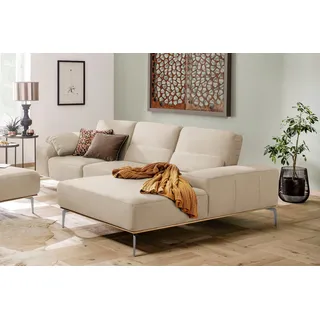 W.Schillig Ecksofa "run, Designsofa, bequem, L-Form", mit elegantem Holzsockel, Füße in Chrom glänzend, Breite 299 cm, elfenbein z73),