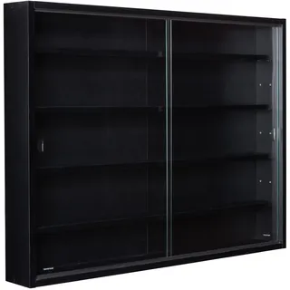 Inter Link - Sammlervitrine - Hängevitrine - Wandregal - Glasvitrine - Wandvitrine - Hängeregal - Schaukasten - MDF - Schwarz (80x60x9.5 cm) Blacklava