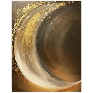 Artery8 Crescent Moon Gold Orange Grey Abstract Painting Living Room Large Wall Art Poster Print Thick Paper 18X24 Inch