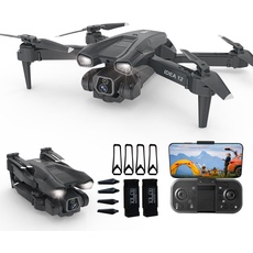 IDEA12 Drohne mit Kamera HD 2 Kameras Drohnen für Kinder 135° Elektrisch Einstellbar RC FPV WIFI Faltbar Quadcopter Spielzeug Flugzeuge Geschenke 360° Flips Schwerkraft Kontrolle Höhe halten 2 Akkus