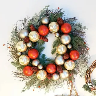 Weihnachts-Türkranz mit Kugeln 60cm Dekokranz Weihnachtsdeko Wanddeko Türdeko