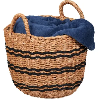 Relaxdays Aufbewahrungskorb aus Seegras 35 x 35 x 35 cm braun