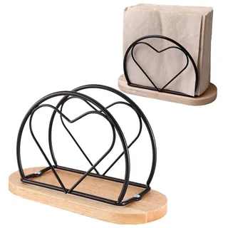 Serviettenhalter Schwarz,XineYuor 2PCS Serviettenspender,Servietten Halterung,Serviettenständer,Napkin Holder,Papierserviettenhalter Serviettenständer Holz für Werkbank,Küchentisch,Party-Dekoration
