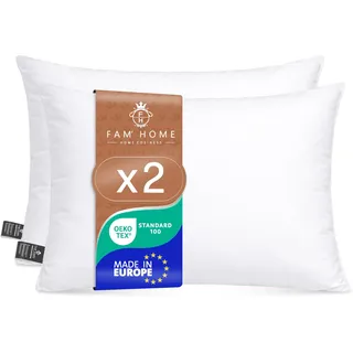FAM Home Kissen 50x60 2er Set Weiches Mikrofaser - Kopfkissen 50x60 Allergiker mit Optimaler Stütze für Nacken und Kopf - Innenkissen Atmungsaktiv Feuchtigkeitsregulierend Antibakteriell