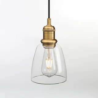 Yosoan Glocken Klar Glas Industrie Loft-Pendelleuchte Pendelleuchten Badezimmerleuchte, Badezimmerlampe, Innenleuchte, spritzwassergeschützt Deckenleuchte Hängelampe Hängeleuchten(antike Farbe)