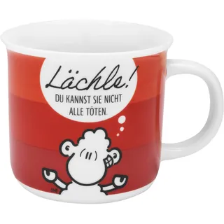SHEEPWORLD Tasse mit Motiv 'Lächle' 0,38 l Rot 2 St.