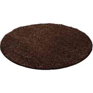 Hochflor-Teppich AYYILDIZ TEPPICHE "Life Shaggy 1500 , auch als Läufer und in Rund erhältlich" Gr. 42, braun, H:30mm Ø:80cm, Kunstfaser, Teppiche, Hochflor-Teppich, Langflor, uni, große Farb- und Größenauswahl. Wohnzimmer, alle Räume