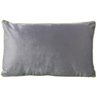 DRW Rechteckiges Kissen aus glattem Samt mit Reißverschluss in Grau, 30 x 50 cm