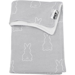 MEYCO Baby X Mrs.Keizer Rabbit Velvet Babydecke, gestrickte Wiegedecke (aus 80% Baumwolle und 20% Polyester, vielseitig einsetzbar, einfache Pflege, atmungsaktiv, Größe: 75 x 100 cm), Silber