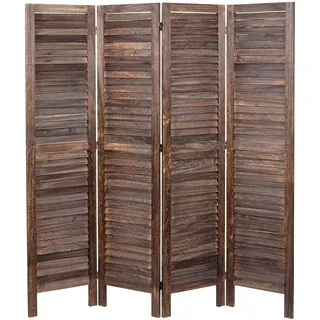 Mendler Paravent HWC-G30, Trennwand Sichtschutz Raumteiler, Shabby-Look 170x162cm ~ braun