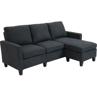 Homcom Ecksofa Couchgarnitur mit wendbarer Chaiselongue Dunkelgrau 197 x 139 x 91 cm